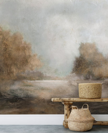 mural de papel de parede abstrato marrom claro chamado Creekside Stillness de Carol Robinson mural de papel de parede abstrato marrom claro chamado Creekside Stillness de Carol Robinson