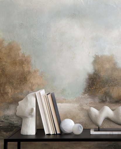 mural de papel de parede abstrato marrom claro chamado Creekside Stillness de Carol Robinson mural de papel de parede abstrato marrom claro chamado Creekside Stillness de Carol Robinson