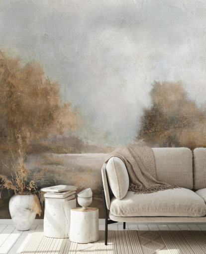 lysebrunt abstrakt tapetmaleri kaldet Creekside Stillness af Carol Robinson lysebrunt abstrakt tapetmaleri kaldet Creekside Stillness af Carol Robinson