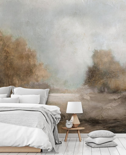 vaaleanruskea abstrakti taustakuvamaalaus nimeltä Creekside Stillness, kirjoittanut Carol Robinson