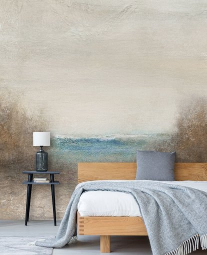 mural abstrato de papel de parede de paisagem marinha chamado Distant Breakers de Carol Robinson