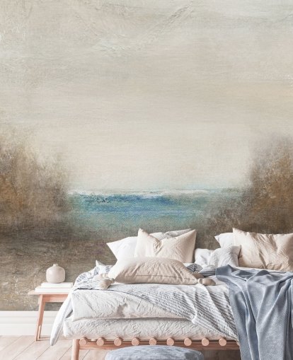 abstrakt havlandskabstapetmaleri kaldet Distant Breakers af Carol Robinson