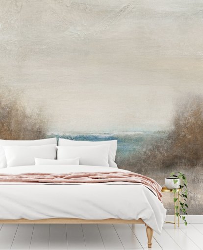 abstracte muurschildering met zeegezicht genaamd Distant Breakers van Carol Robinson