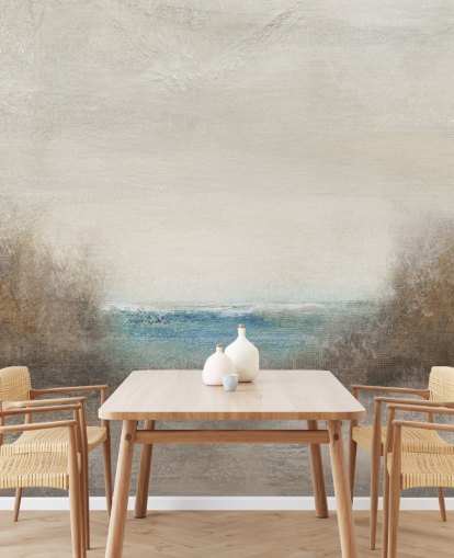 mural abstracto de papel pintado de paisaje marino llamado Distant Breakers de Carol Robinson