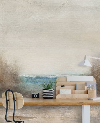 mural abstracto de papel pintado de paisaje marino llamado Distant Breakers de Carol Robinson