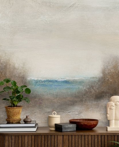 abstrakt havlandskabstapetmaleri kaldet Distant Breakers af Carol Robinson