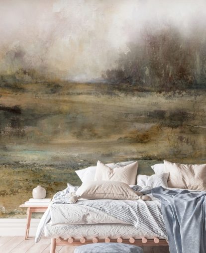brunt abstrakt tapetmaleri kalt Ever Changing Moods av Carol Robinson