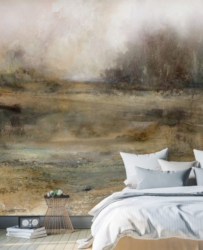 brunt abstrakt tapetmaleri kaldet Ever Changing Moods af Carol Robinson