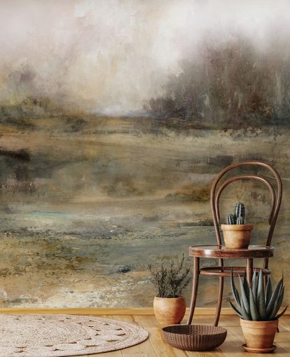 brown abstract wallpaper mural called Ever Changing Moods by Carol Robinson