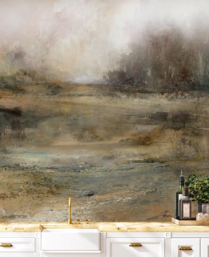 brunt abstrakt tapetmaleri kalt Ever Changing Moods av Carol Robinson