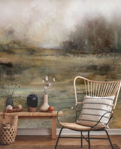 brunt abstrakt tapetmaleri kalt Ever Changing Moods av Carol Robinson