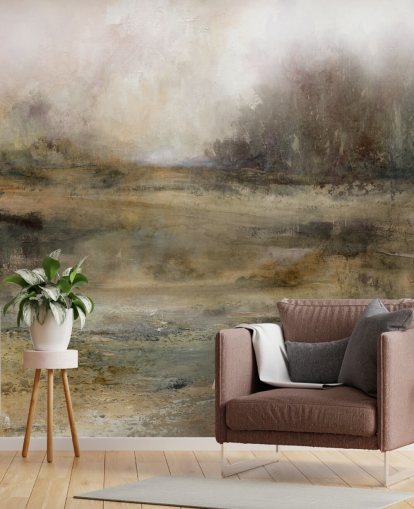 bruine abstracte behangmuurschildering genaamd Ever Changing Moods van Carol Robinson bruine abstracte behangmuurschildering genaamd Ever Changing Moods van Carol Robinson