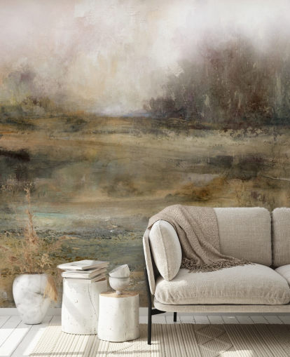 carta da parati murale astratta marrone chiamata Ever Changing Moods di Carol Robinson