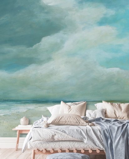 carta da parati murale blu con paesaggio marino chiamato Kissing the Ocean di Carol Robinson per camere da letto e salotti carta da parati murale blu con paesaggio marino chiamato Kissing the Ocean di Carol Robinson per camere da letto e salotti