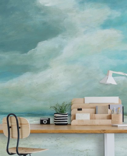 blaue Meereslandschaftstapete mit dem Titel Kissing the Ocean von Carol Robinson für Schlafzimmer und Wohnzimmer