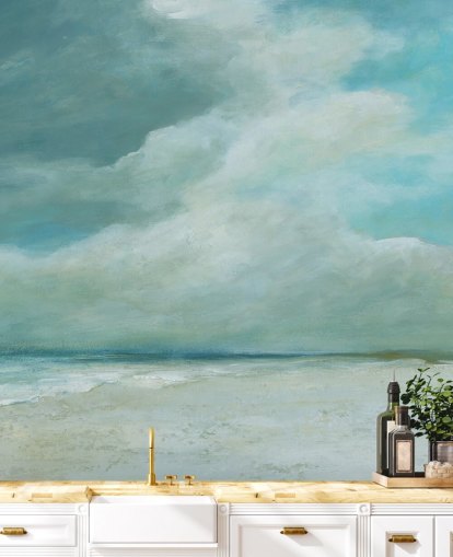 blue seascape wallpaper mural called Kissing the Ocean by Carol Robinson for bedrooms and living rooms blue seascape wallpaper mural called Kissing the Ocean by Carol Robinson for bedrooms and living rooms