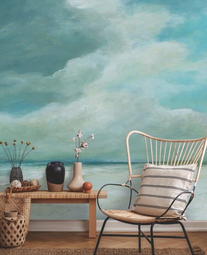 blue seascape wallpaper mural called Kissing the Ocean by Carol Robinson for bedrooms and living rooms blue seascape wallpaper mural called Kissing the Ocean by Carol Robinson for bedrooms and living rooms