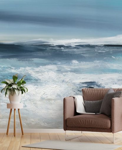 carta da parati murale astratta blu chiamata Long Peaceful Beach di Carol Robinson per camere da letto e bagni carta da parati murale astratta blu chiamata Long Peaceful Beach di Carol Robinson per camere da letto e bagni