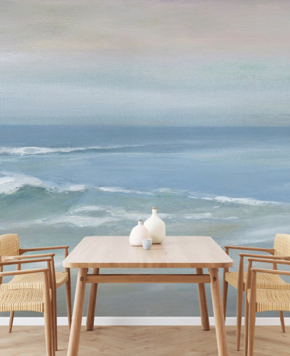 light blue ocean view wallpaper mural called Mellow Ocean View by Carol Robinson for home offices and bedrooms