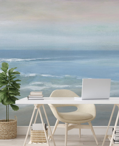 light blue ocean view wallpaper mural called Mellow Ocean View by Carol Robinson for home offices and bedrooms