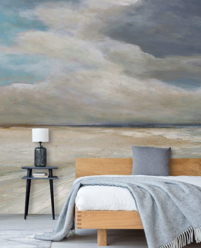 painted ocean wallpaper mural called Ocean Storm Rolling In by Carol Robinson for living rooms and bedrooms