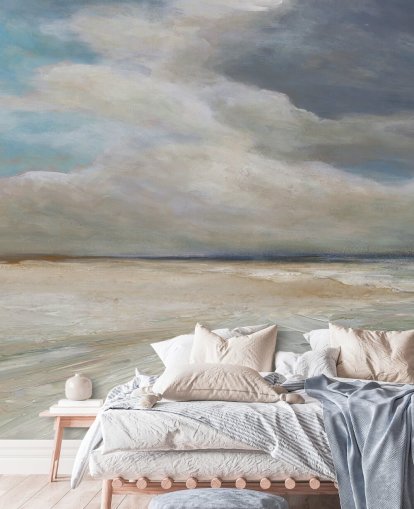 painted ocean wallpaper mural called Ocean Storm Rolling In by Carol Robinson for living rooms and bedrooms