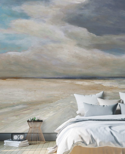 painted ocean wallpaper mural called Ocean Storm Rolling In by Carol Robinson for living rooms and bedrooms