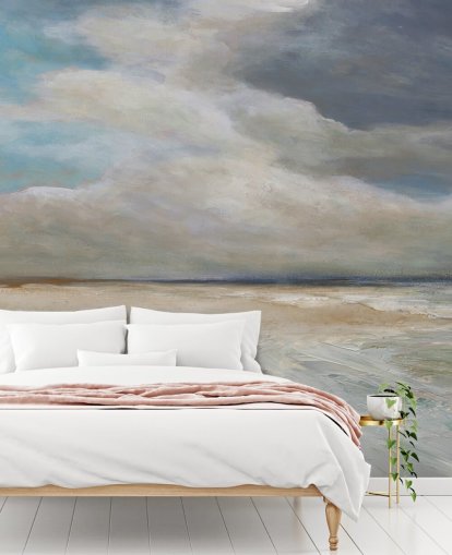 carta da parati murale dipinta sull'oceano chiamata Ocean Storm Rolling In di Carol Robinson per salotti e camere da letto