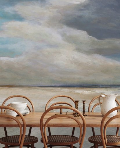 bemalte Ozeantapete namens Ocean Storm Rolling In von Carol Robinson für Wohn- und Schlafzimmer