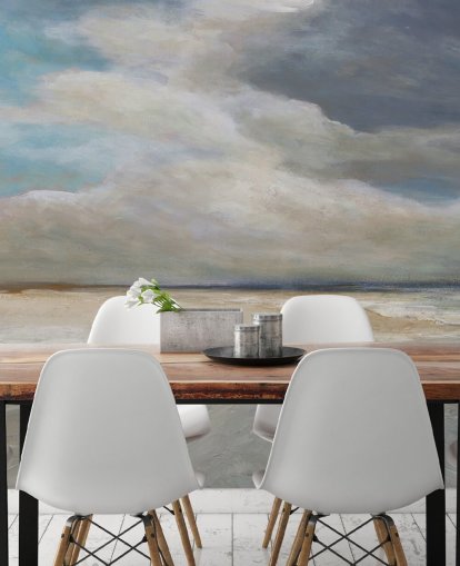 painted ocean wallpaper mural called Ocean Storm Rolling In by Carol Robinson for living rooms and bedrooms