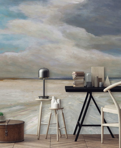 carta da parati murale dipinta sull'oceano chiamata Ocean Storm Rolling In di Carol Robinson per salotti e camere da letto