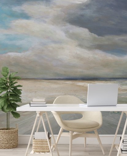 geschilderde oceaanbehangmuurschildering genaamd Ocean Storm Rolling In van Carol Robinson voor woon- en slaapkamers