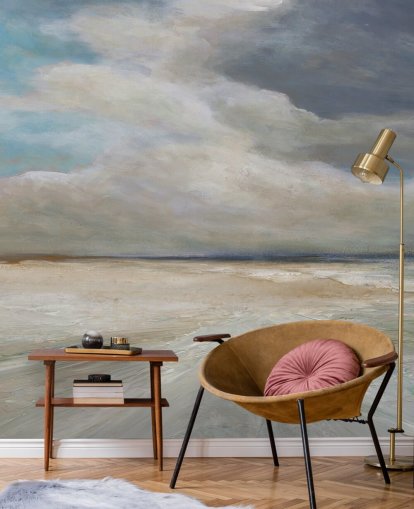 geschilderde oceaanbehangmuurschildering genaamd Ocean Storm Rolling In van Carol Robinson voor woon- en slaapkamers