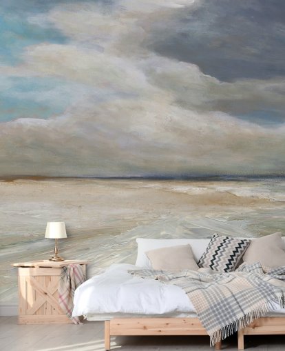 painted ocean wallpaper mural called Ocean Storm Rolling In by Carol Robinson for living rooms and bedrooms