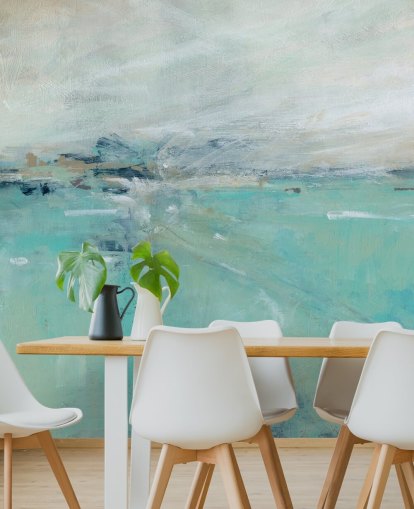 murale astratto blu sull'oceano chiamato Ocean Expanse di Carol Robinson per bagni murale astratto blu sull'oceano chiamato Ocean Expanse di Carol Robinson per bagni