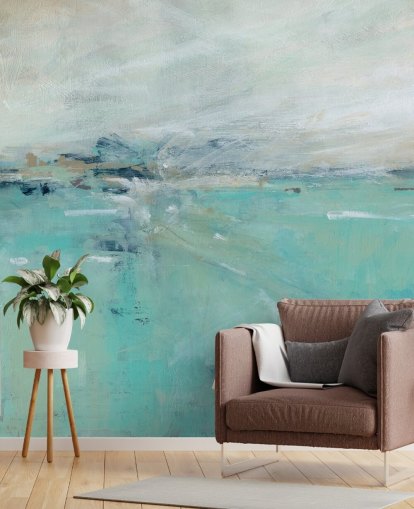 murale astratto blu sull'oceano chiamato Ocean Expanse di Carol Robinson per bagni murale astratto blu sull'oceano chiamato Ocean Expanse di Carol Robinson per bagni