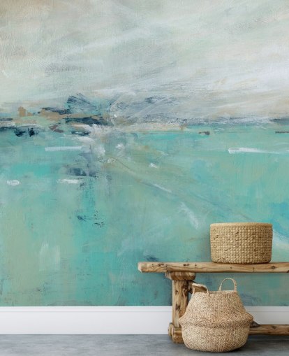 mural de pared azul abstracto del océano llamado Ocean Expanse de Carol Robinson para baños mural de pared azul abstracto del océano llamado Ocean Expanse de Carol Robinson para baños