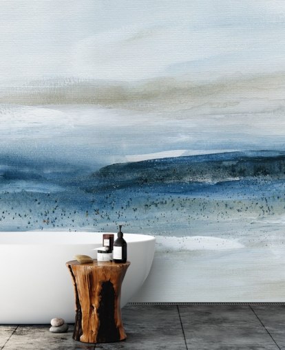 abstract beach wallpaper mural called Pebbled Beach by Carol Robinson for bedrooms, bathrooms and home offices