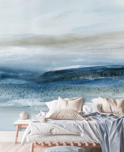 abstract beach wallpaper mural called Pebbled Beach by Carol Robinson for bedrooms, bathrooms and home offices