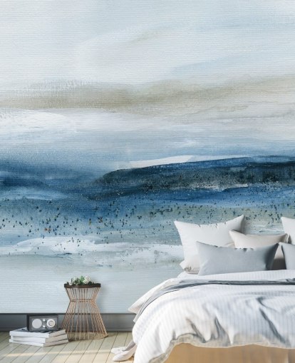 abstract beach wallpaper mural called Pebbled Beach by Carol Robinson for bedrooms, bathrooms and home offices