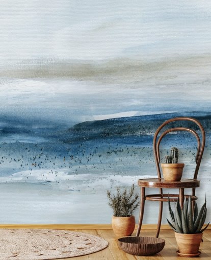 abstract beach wallpaper mural called Pebbled Beach by Carol Robinson for bedrooms, bathrooms and home offices