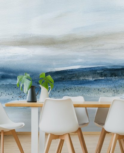 abstrakt strandtapet veggmaleri kalt Pebbled Beach av Carol Robinson for soverom, bad og hjemmekontorer