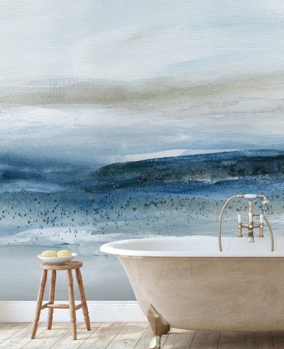 carta da parati murale astratta sulla spiaggia chiamata Pebbled Beach di Carol Robinson per camere da letto, bagni e uffici domestici carta da parati murale astratta sulla spiaggia chiamata Pebbled Beach di Carol Robinson per camere da letto, bagni e uffici domestici