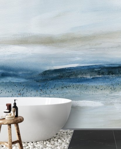 abstract beach wallpaper mural called Pebbled Beach by Carol Robinson for bedrooms, bathrooms and home offices