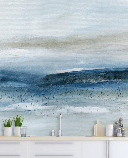 abstract beach wallpaper mural called Pebbled Beach by Carol Robinson for bedrooms, bathrooms and home offices