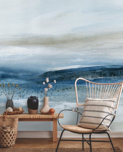 abstract beach wallpaper mural called Pebbled Beach by Carol Robinson for bedrooms, bathrooms and home offices