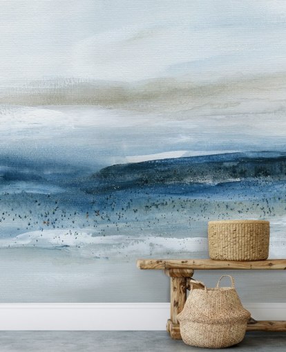 abstract beach wallpaper mural called Pebbled Beach by Carol Robinson for bedrooms, bathrooms and home offices