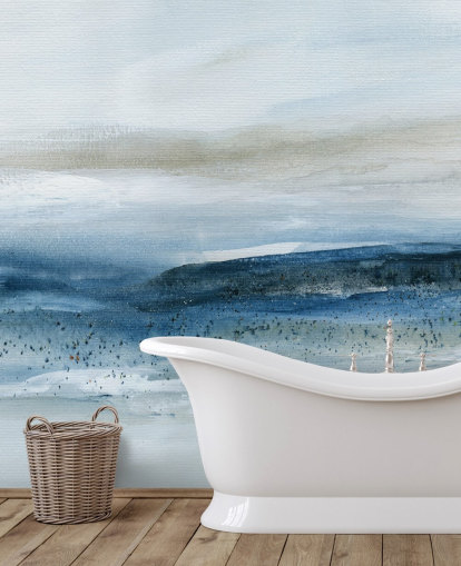 abstract beach wallpaper mural called Pebbled Beach by Carol Robinson for bedrooms, bathrooms and home offices