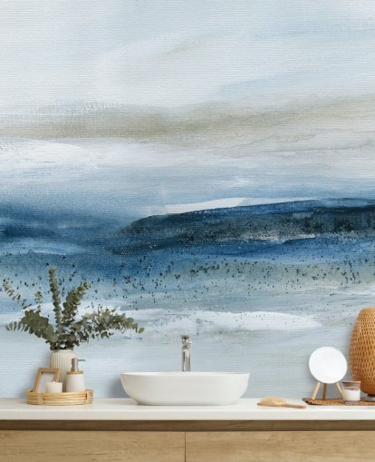 abstract beach wallpaper mural called Pebbled Beach by Carol Robinson for bedrooms, bathrooms and home offices