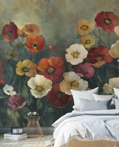 mørk valmue tapetmaleri kalt Poppy Perfection av Carol Robinson for stuer og soverom mørk valmue tapetmaleri kalt Poppy Perfection av Carol Robinson for stuer og soverom
